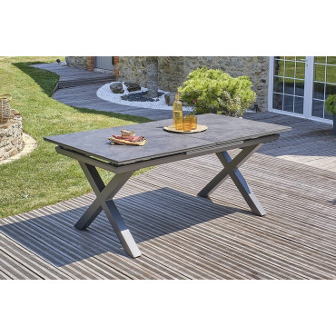 Table de Jardin Extensible 180/240cm DCB GARDEN Floride Aluminium Plateau Céramique