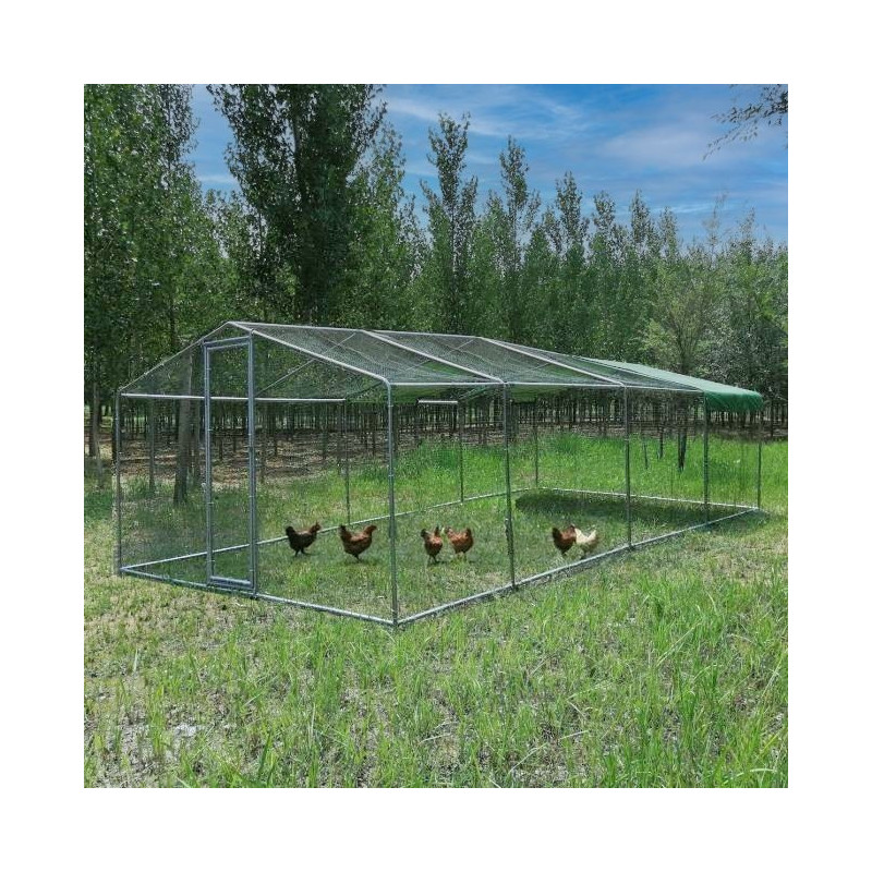 Enclos Grillagé Poulailler 24m² ANIMAL VALLEY Parc à Poules Acier Galvanisé Ø38mm 8x3x2,25m - P005+CP005E*2-B