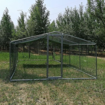 Enclos Grillagé Poulailler 24m² ANIMAL VALLEY Parc à Poules Acier Galvanisé Ø38mm 8x3x2,25m