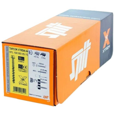 Boîte de 50 Vis Béton SPIT Tapcon Xtrem Hfl Tête Hexagonale Inox A4 8x70mm - 058809