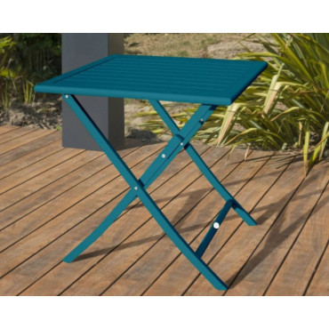 Table de Jardin Pliante CITY GARDEN Marius Guéridon 70x70cm Bleu Canard - MARIUS-TB70-CANARD - NEUVE