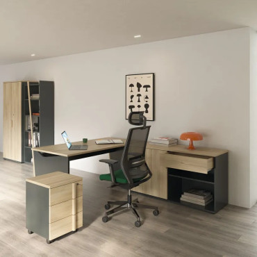 Bureau 160x80cm GAUTIER OFFICE Italic Bocage Chêne Anthracite - 2U61013 - NEUF
