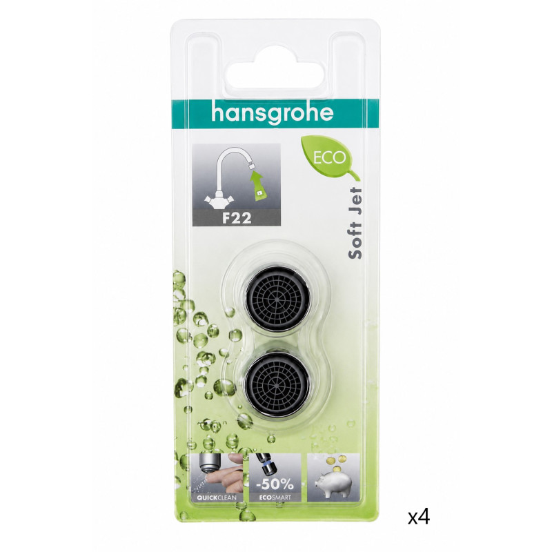 Lot de 4 Blisters de 2 Mousseurs F22 HANSGROHE Ecosmart Chromé - 13084002 - NEUF