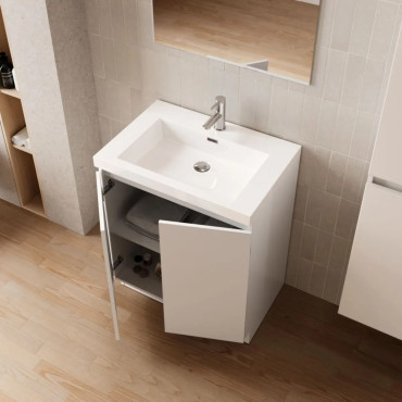 Meuble Salle de Bain 60cm ALTERNA Primeo 2 Portes Blanc - 4799147 - NEUF