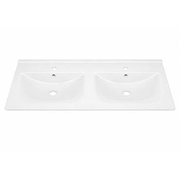 Plan Double Vasque DELPHA Céramique 124cm Blanc - AHCB12D01 - NEUVE