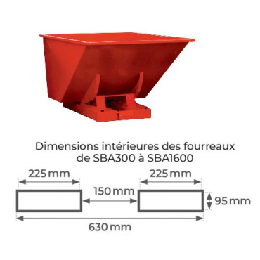 Benne Autobasculante 300L STOCKMAN Tippo 300 avec Entrée de Fourches Charge 1500kg