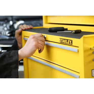 Servante d'Atelier Mobile 4 Tiroirs STANLEY Charge 23kg par Tiroir Jaune Sans Outils