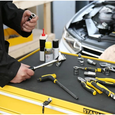 Servante d'Atelier Mobile 4 Tiroirs STANLEY Charge 23kg par Tiroir Jaune