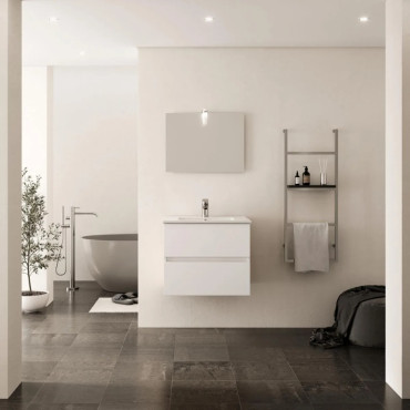 Meuble Sous-Vasque et Miroir ALTERNA Primeo Blanc - 4929543 - NEUF