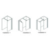 Illustration des trois configurations possibles pour installer la paroi de douche Concerto Walk