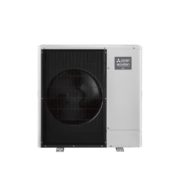 Vue de face de l’unité extérieure Mitsubishi Electric Ecodan R32 12 kW PUZ-SWM120VAA