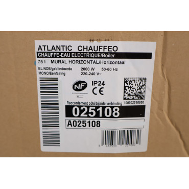 Chauffe-Eau Électrique 75L ATLANTIC Chaufféo Horizontal Mural Monophasé