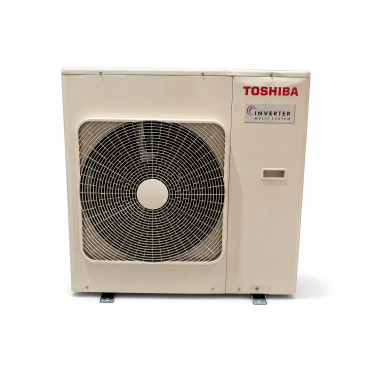 Vue avant de l’unité extérieure de climatisation Toshiba Digital Inverter R32 RAV-GM1601AT8P avec échangeur apparent