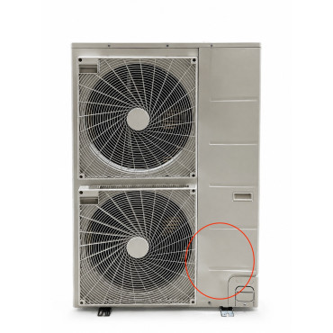 Unité extérieure de pompe à chaleur aérothermique 15 kW BOSCH Compress 3000 AWS ODU Split 11S – vue de face avec légère