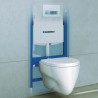 Bâti-support WC suspendu Geberit Duofix Plus UP320 H112 cm installé avec cuvette suspendue et plaque de commande