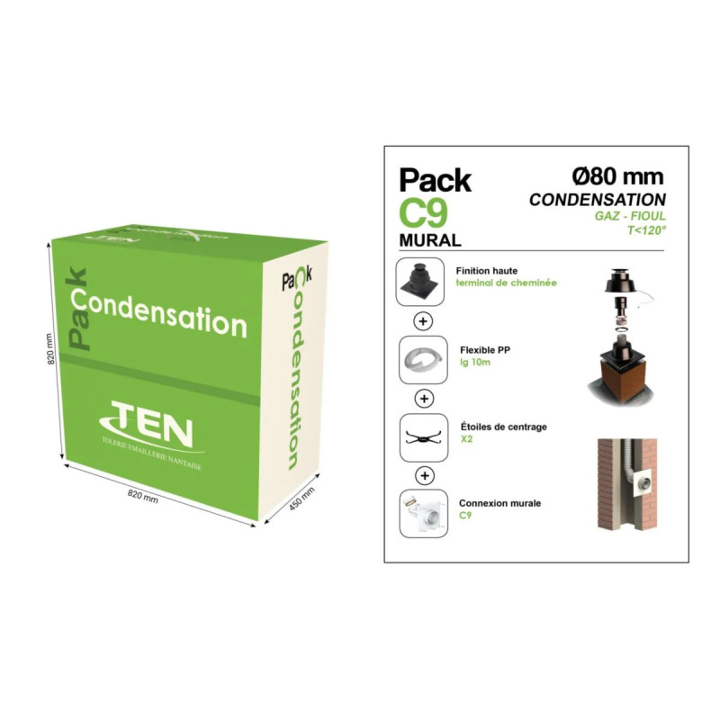 TEN - Pack Tubage C9 Ø80mm 10m Chaudière - 444996