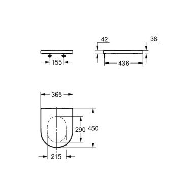 Abattant Toilette WC GROHE Euro Ceramic Blanc Softclose Frein de Chute - 102501SH00