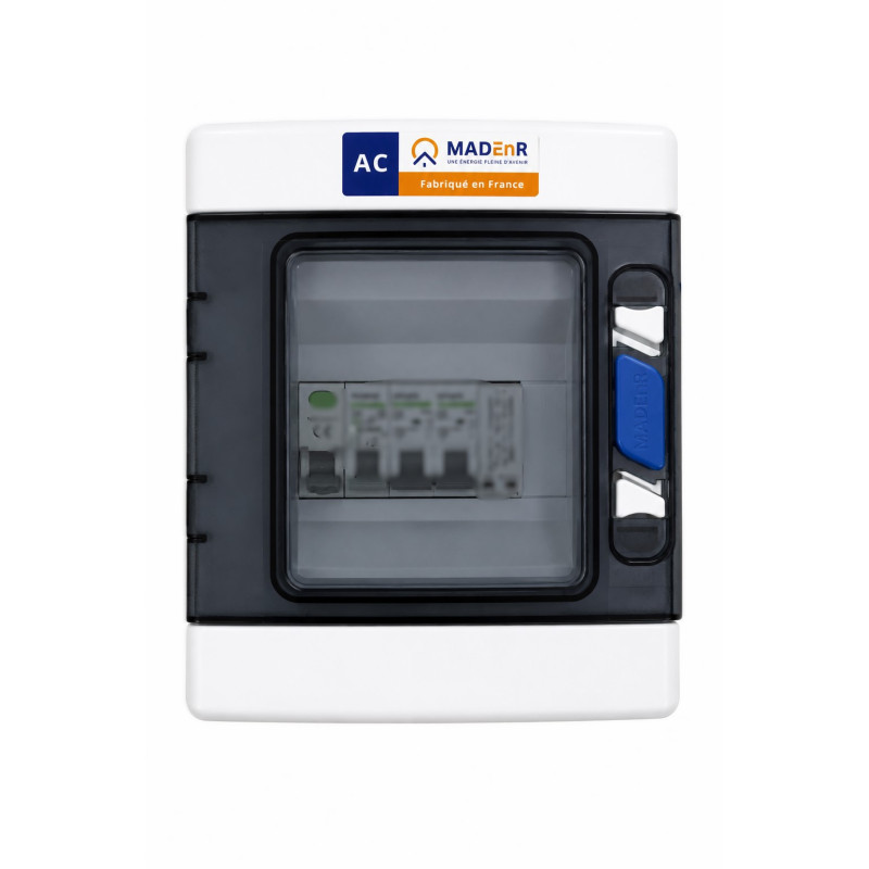 Coffret AC Micro Onduleur Monophasé 3Kw MADENR avec Parafoudre et Disjoncteur 1x6 Modules - FBP3KA92B2 - NEUF