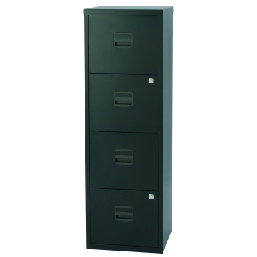 Meuble Classeur 4 Tiroirs de Bureau MTI H130xL41xP40cm Métallique Noir - PFA4-NR - NEUF Déclassé
