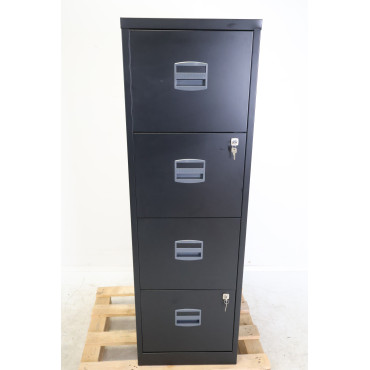 Meuble Classeur 4 Tiroirs de Bureau MTI H130xL41xP40cm Métallique Noir - PFA4-NR - NEUF
