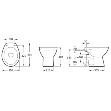 Cuvette WC sur Pied ROCA Polo Sortie Horizontale Alimentation Indépendante Blanche