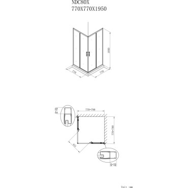 ALTERNA - Paroi Douche Angle Concerto 80x195 - 3330200