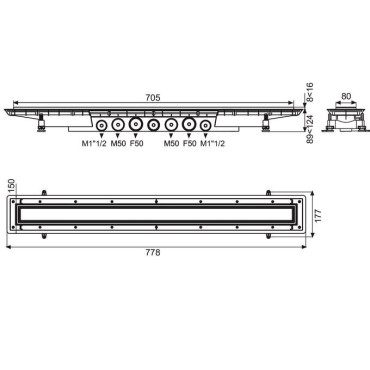 Caniveau Douche L90cm WIRQUIN Venisio Expert Inox