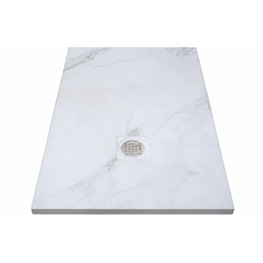 Receveur de Douche Extra-Plat 120x80x3cm O'DESIGN Alicante Solidstone Marbre Blanc - ALICANTE120x80MB - NEUF