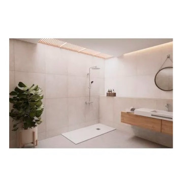 Receveur de Douche Rectangulaire 140x90cm MC BATH Kei Vulcano Fonte Minérale Blanc