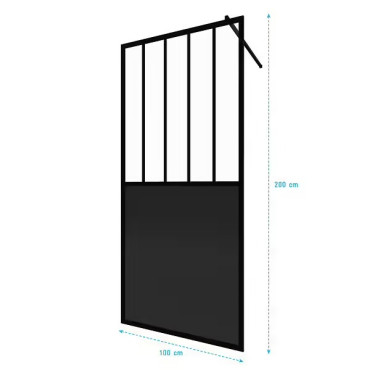 AURLANE - Paroi Douche Italienne 100x200 Noir - FAC505