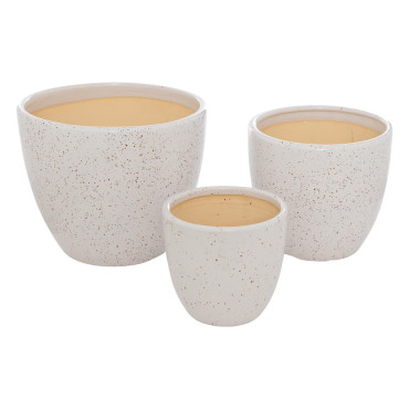 Lot de 3 Pots de Fleurs en Céramique Vena Tailles Différentes D30cm D23cm D17cm Blanc - 206605