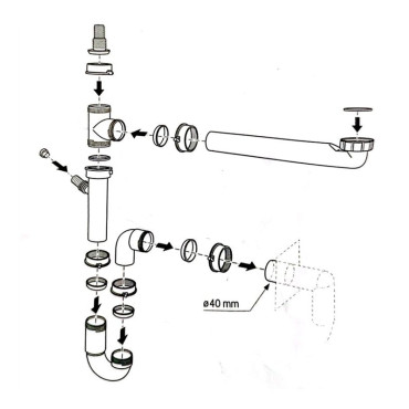 Kit Plomberie Siphon FRANKE Ø4cm Raccord Mural - 112.0562.326