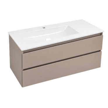 Ensemble Meuble 2 Tiroirs et Vasque Salle de Bain BURGBAD Lin20 Taupe - SGHX122 - NEUF