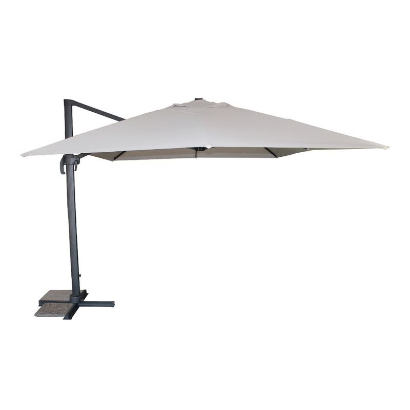 Parasol avec Pied Excentré 4x3m DCD GARDEN Sevilla Gris - P.05.GRIS - NEUF Déclassé