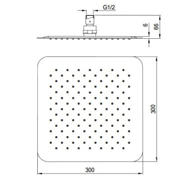 Tête de Douche Pommeau Extra-Fin 30x30cm O'DESIGN Inox Chromé - 2005