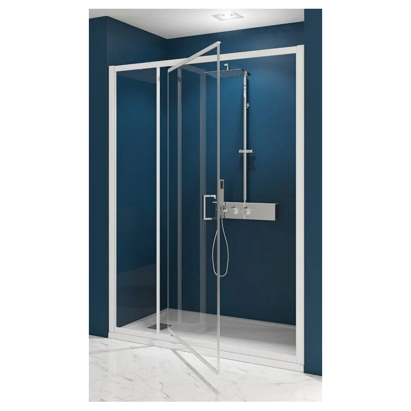Porte Pivotante de Douche KINEDO Smart Express 190x120cm Profilé Blanc - PA1905BTNE - NEUVE