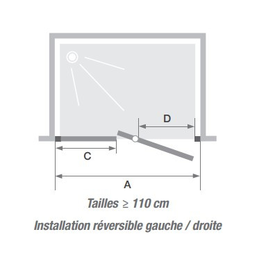 Porte Pivotante de Douche KINEDO Smart Express 190x120cm Profilé Blanc - PA1905BTNE