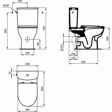 Pack WC PORCHER Okyris Sortie Horziontale Sans Bride Blanc - P100001