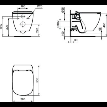 Pack WC Toilette Suspendues avec Abattant IDEAL Standard avec de Chute - T354601 - NEUVE