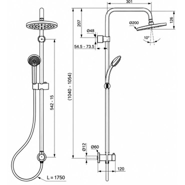 Colonne de douche STANDARD Idealrain chrome - A5689AA -