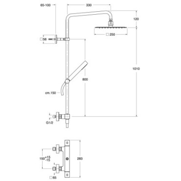 Colonne de Douche avec Mitigeur ONDYNA QUADRI 250 - QD48551 - NEUVE