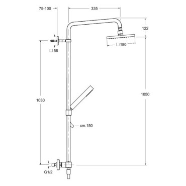 Colonne de Douche avec Mitigeur Thermostatique CRISTINA ONDYNA Quarelo 250 Chromée - - NEUVE