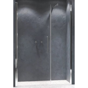 Paroi de Douche 200x117-121cm NOVELLINI Young Porte Pivotante avec Paroi Fixe Profil Silver - Y2GFL117-1B - NEUVE