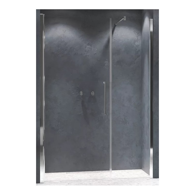Paroi de Douche 200x117-121cm NOVELLINI Young Porte Pivotante avec Paroi Fixe Profil Silver - Y2GFL117-1B - NEUVE