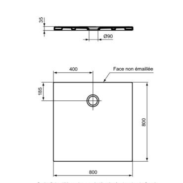 Receveur de Douche PORCHER Carré 80x80cm Okyris en Grès Antidérapant Sans Bonde Blanc - - NEUF