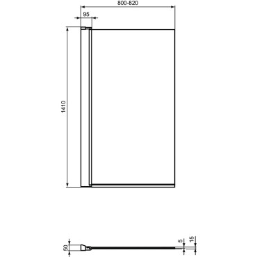Pare-Baignoire 80x140cm IDEAL STANDARD Connect 2 Pivotant en Chrome - T9923EO -