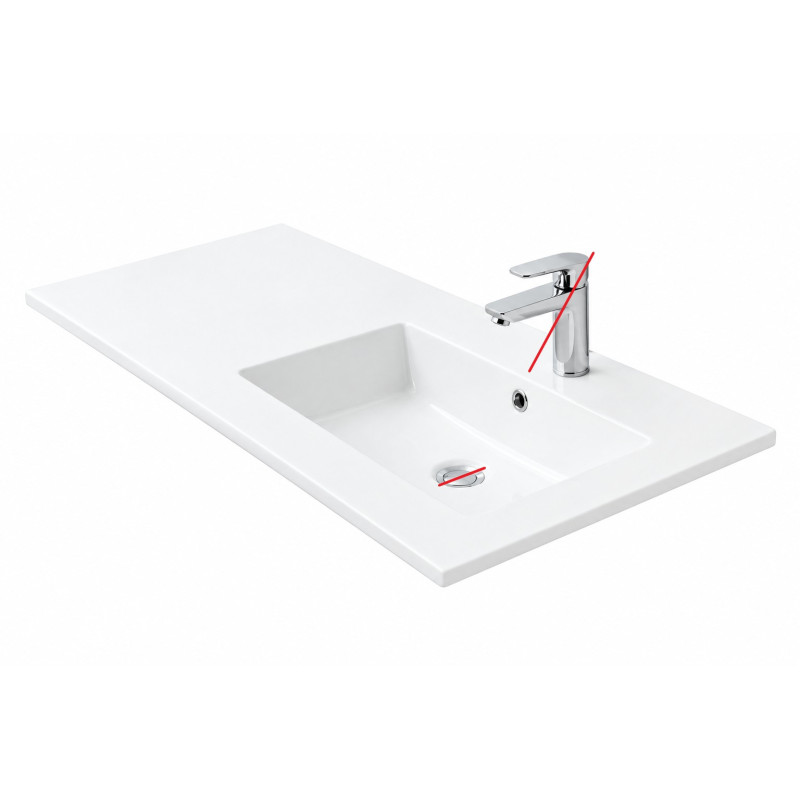 Plan Vasque à Poser 121 Cm DELPHA Céramligne en Céramique Blanc Brillant - AHCED1201 - NEUF