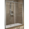 Paroi de Douche Sans Seuil 1 Porte Coulissante et 1 Fixe 195x126-132cm NOVELLINI Lunes Profilés Chromé - LUN2PH126D-1B - NEUVE