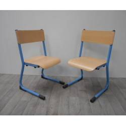Lot de 2 chaises métalliques appui sur table T3 bleues WESCO NEUF déclassé