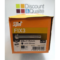 SPIT 057454 - Boîte de 50 Goujons Ancrage 8X115mm Fix3 Fixation Lourde